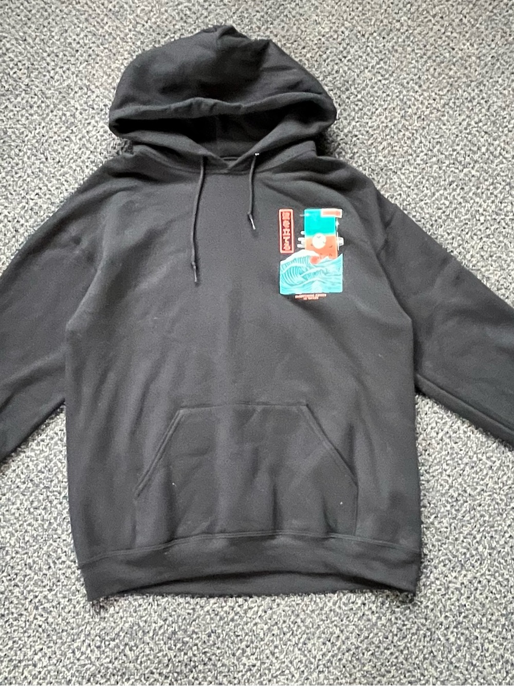 Bowery Supply Black Pullover Hoodie with Small Color Graphic - Men's Casual